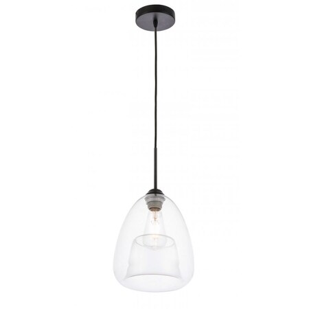 Elegant Lighting Kason 1 light Black and Clear glass pendant LD5031D8BK